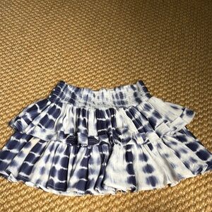 Ruffled Blue and White Tiered Mini Skirt